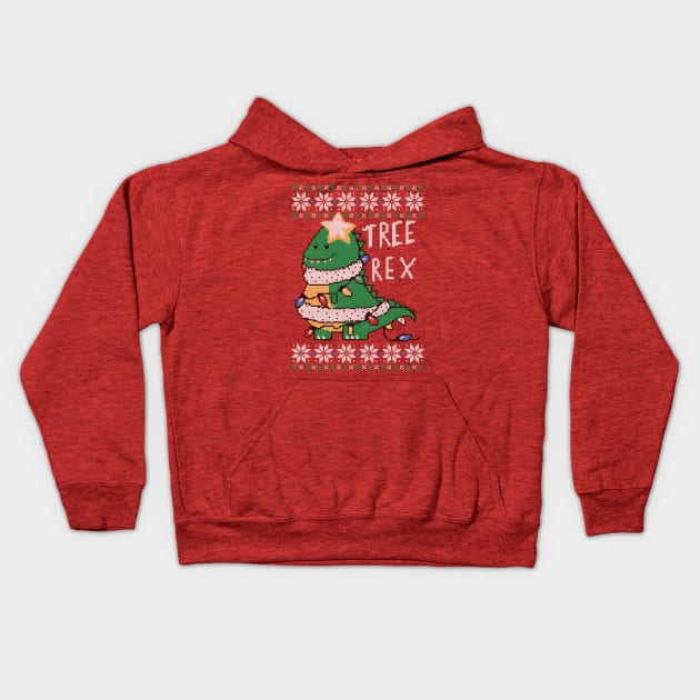 Tree-Rex Ugly Sweater Kids Hoodie by TaylorRoss1